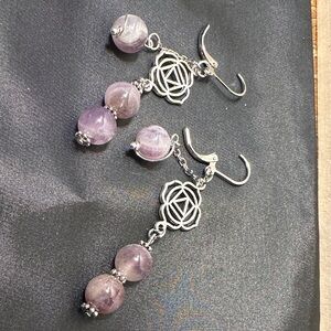 Chic Silver and Purple Beaded Earrings